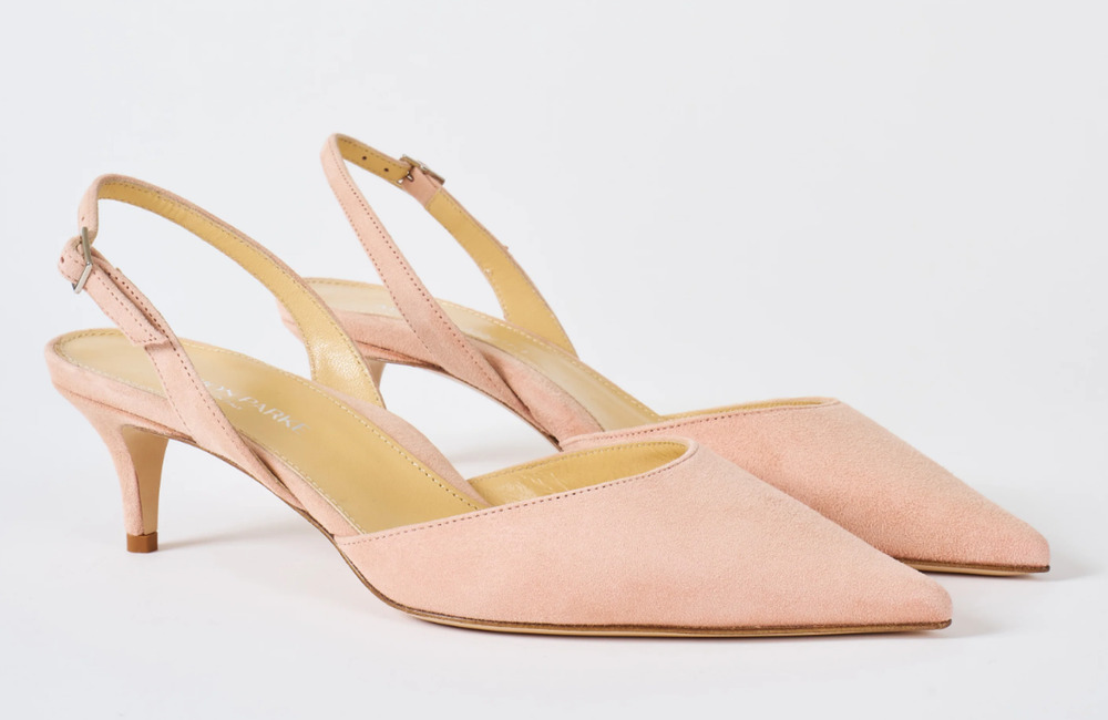 marion parke classic slingback 45 powder suede new in the box 35